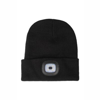 LED Strickmütze Beanie Schwarz