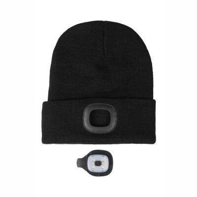 LED Strickmütze Beanie Schwarz