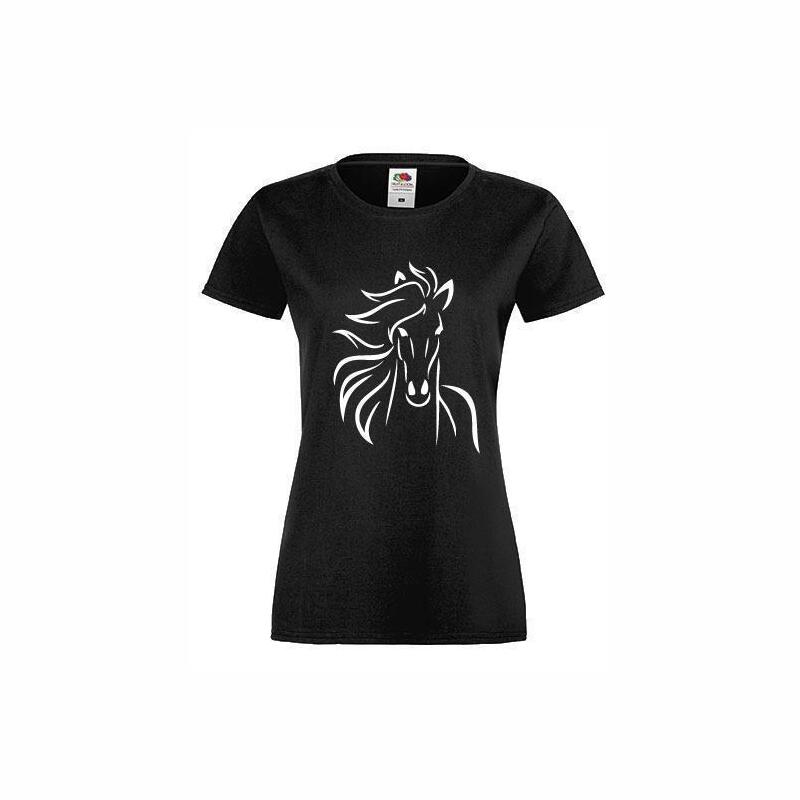 T-Shirt mit Pferd Motiv in Schwarz